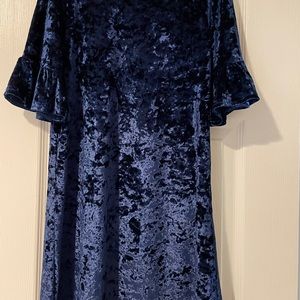 Navy Blue Crushed Velvet Size 10 Girls Dress